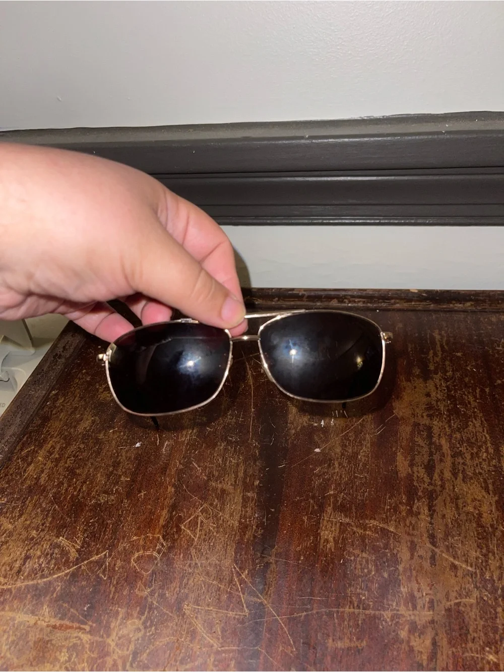 Tommy Hilfiger Men's Gold Frame Sunglasses with Dark Lenses